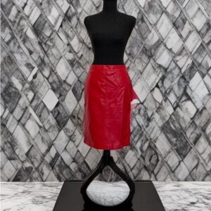 Finity Studio Vibrant Red Leather Pencil Skirt